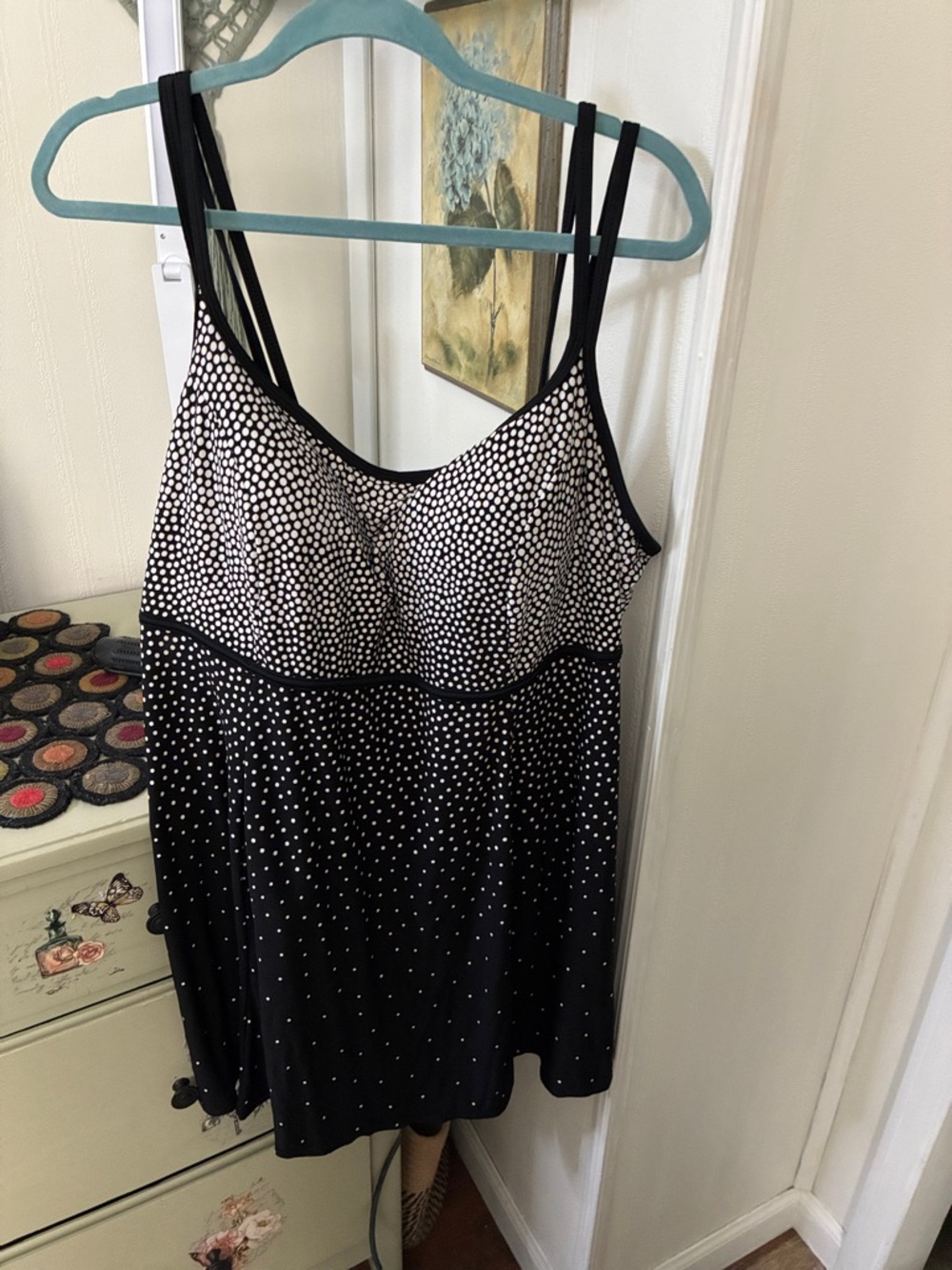 Women's Black & White Polka Dot swim dress